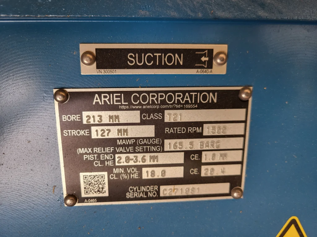 New Ariel compressor cylinder for KBT4 frame, SN C271081.