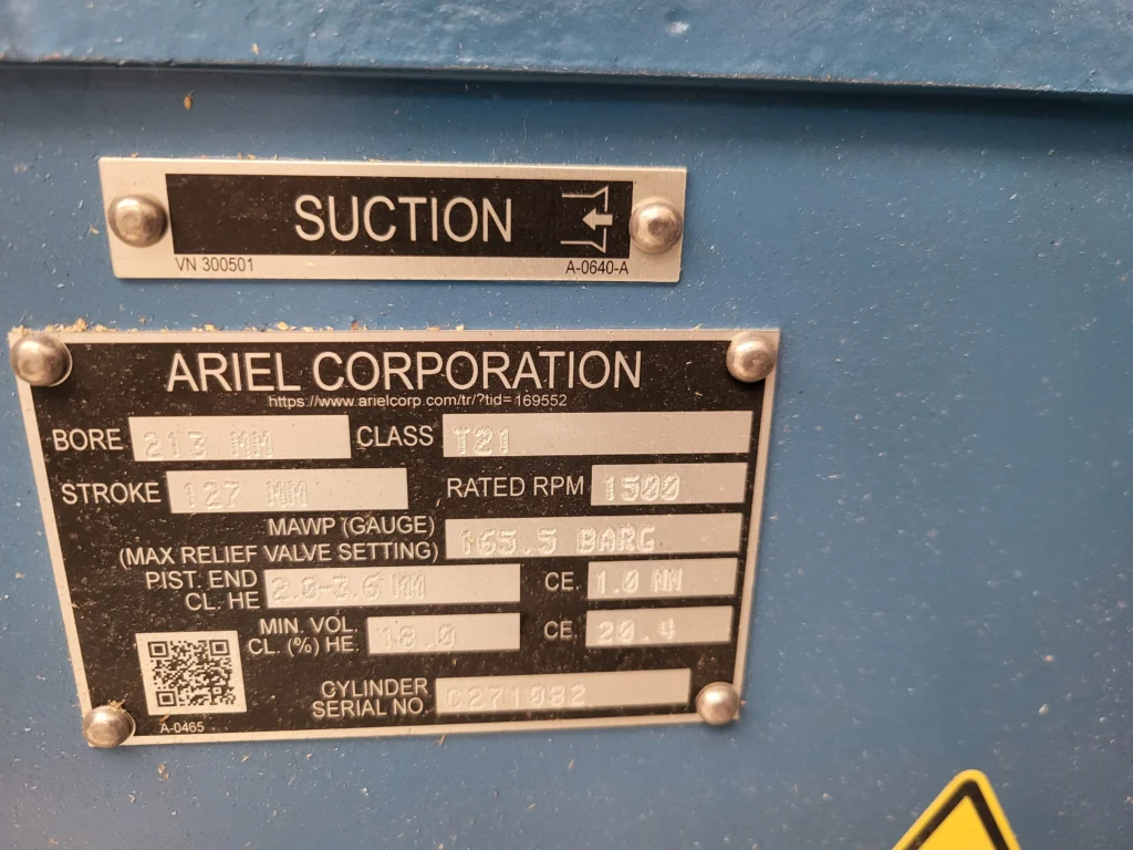 New Ariel compressor cylinder for KBT4 frame, SN C271082.