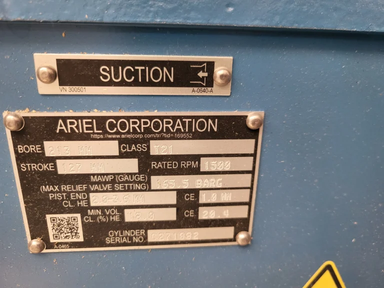 New Ariel compressor cylinder for KBT4 frame, SN C271082.